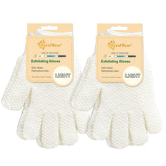 Evridwear exfoliating gloves dual-texture pairs for body exfoliation.