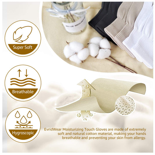 Evridwear gloves demonstrate nighttime wear for overnight hand care.