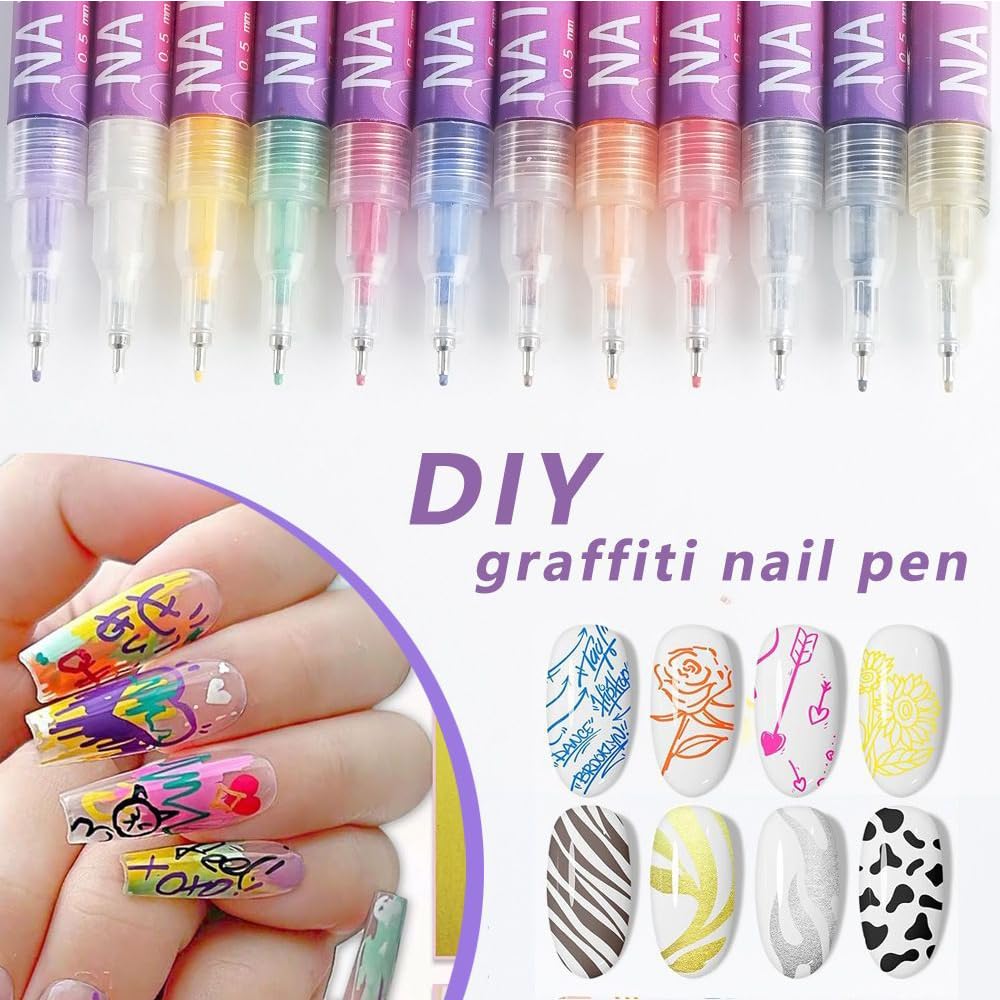 EVSISOK nail art pens with easy-grip handles for comfortable DIY manicures.