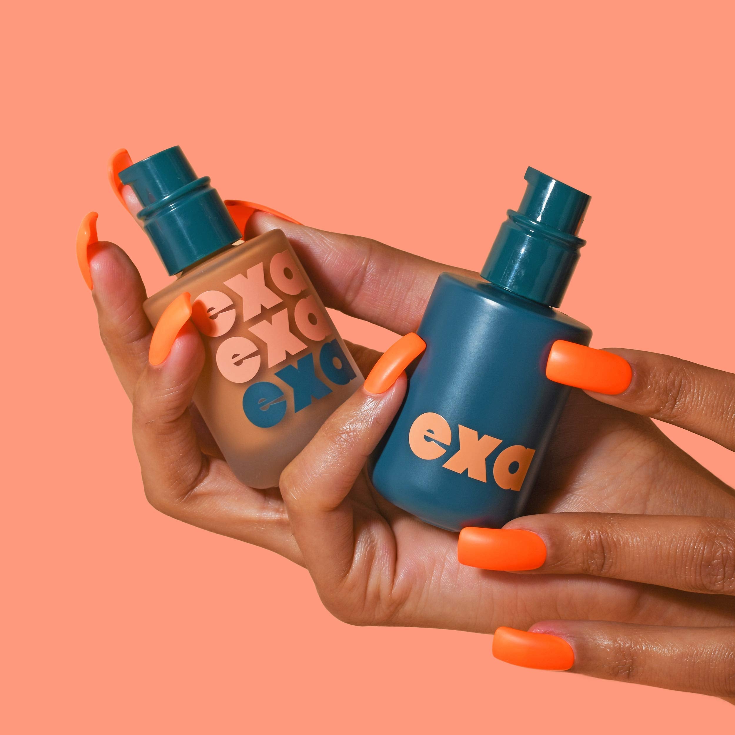 EXA model wearing all-skin-types foundation for universal fit.
