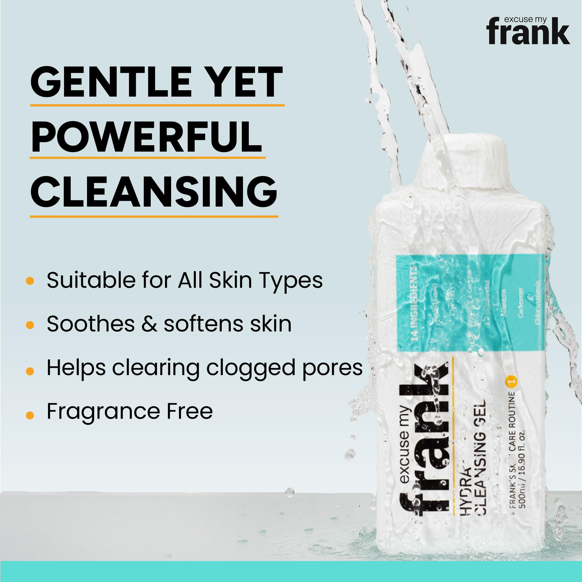 Excuse My Frank Hydra Cleansing Gel pump action in use.