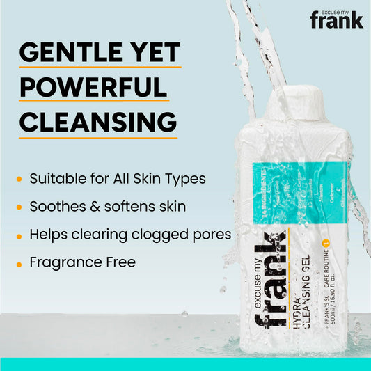 Excuse My Frank Hydra Cleansing Gel pump action in use.