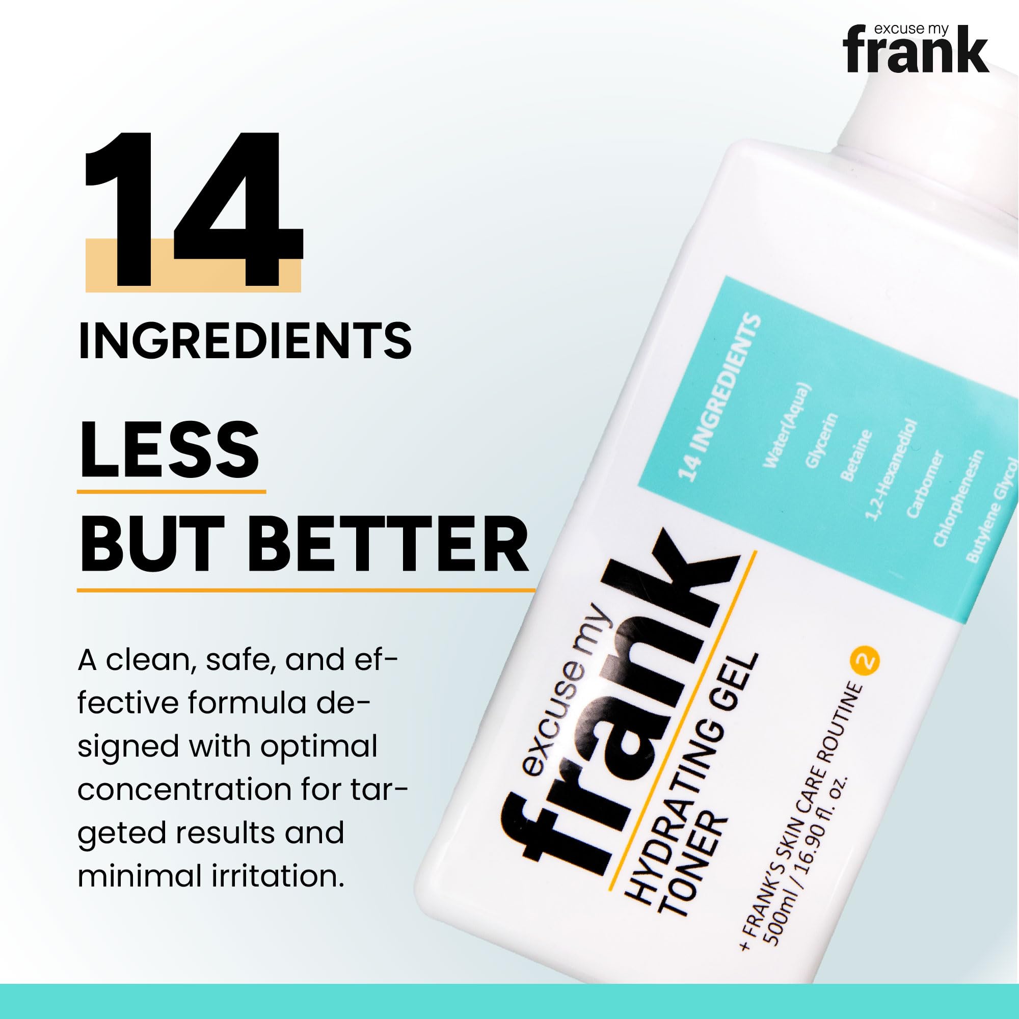 Hands applying Excuse My Frank Hydrating Gel Toner preps skin for serums and moisturizers.