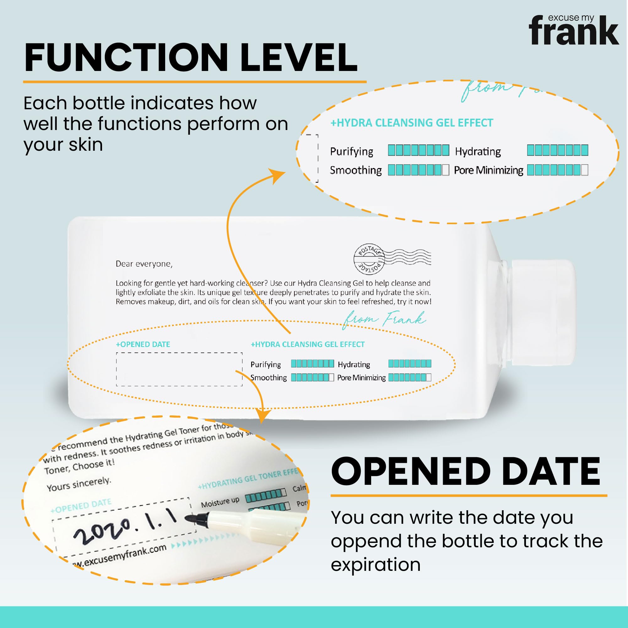 Korean-made Excuse My Frank Hydrating Gel Toner with 15 clean ingredients.