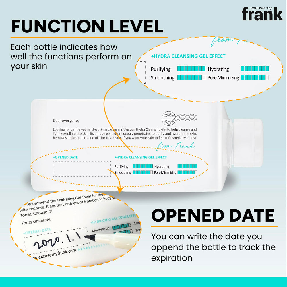 Korean-made Excuse My Frank Hydrating Gel Toner with 15 clean ingredients.