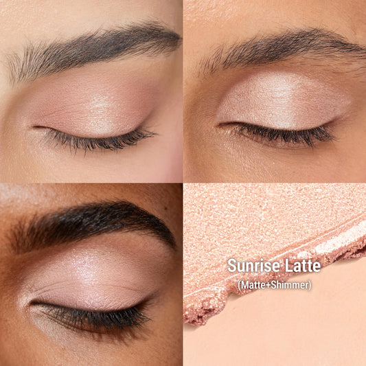 Exmiloo matte end swatches smoothly for crease-free base and definition.