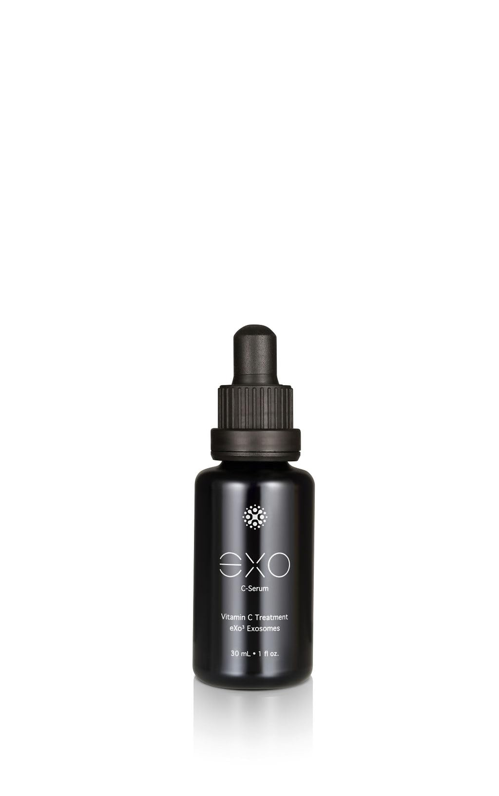 EXO C-SERUM bottle with pipette for brightening and vitamin C delivery.