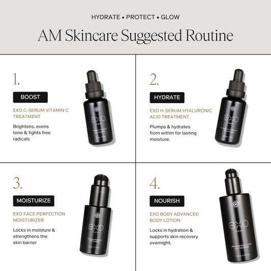 EXO C-SERUM closeup highlighting vitamin C texture and actives.