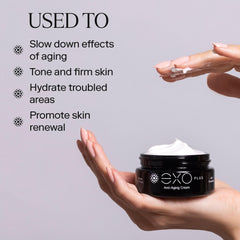 EXOCEUTICALS EXO PLUS cream massaged into skin for hydration.