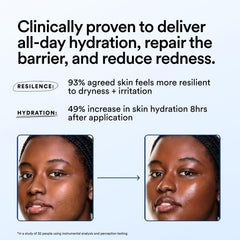 Experiment Fragrance-free vegan label signals gentle hydration for irritated skin.