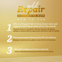 Expert Hair Gold packaging shows a 500g jar for extended hair care routines.
