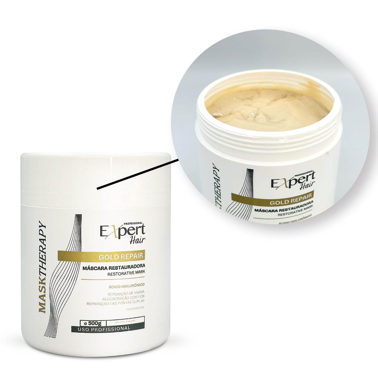 Expert Hair Gold application on hair demonstrates easy, even coverage for deep conditioning.