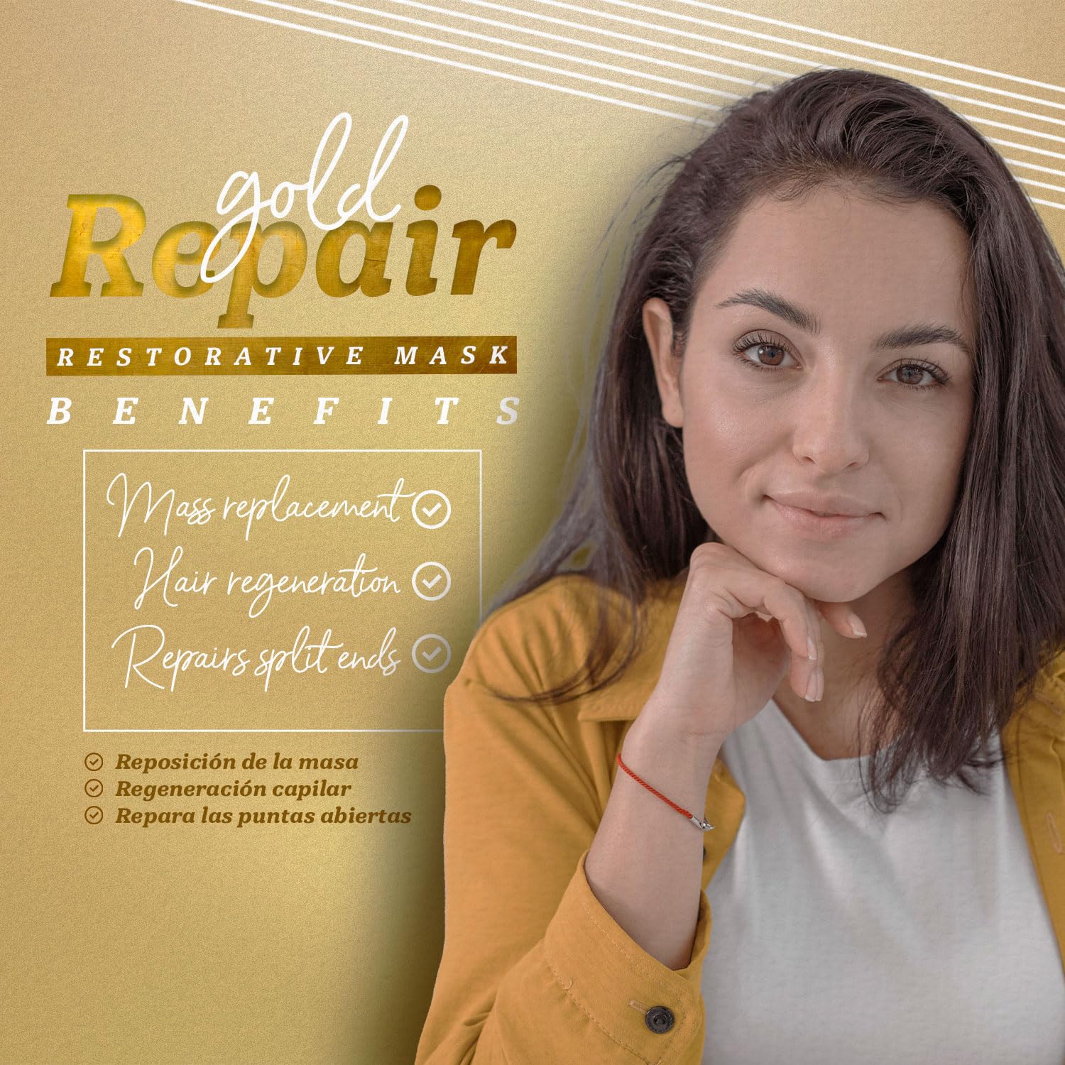 Expert Hair Gold before and after image showing reduced split ends and healthier texture.