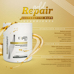 Expert Hair Gold protective formula illustration suggesting anti-damage benefits with regular use.