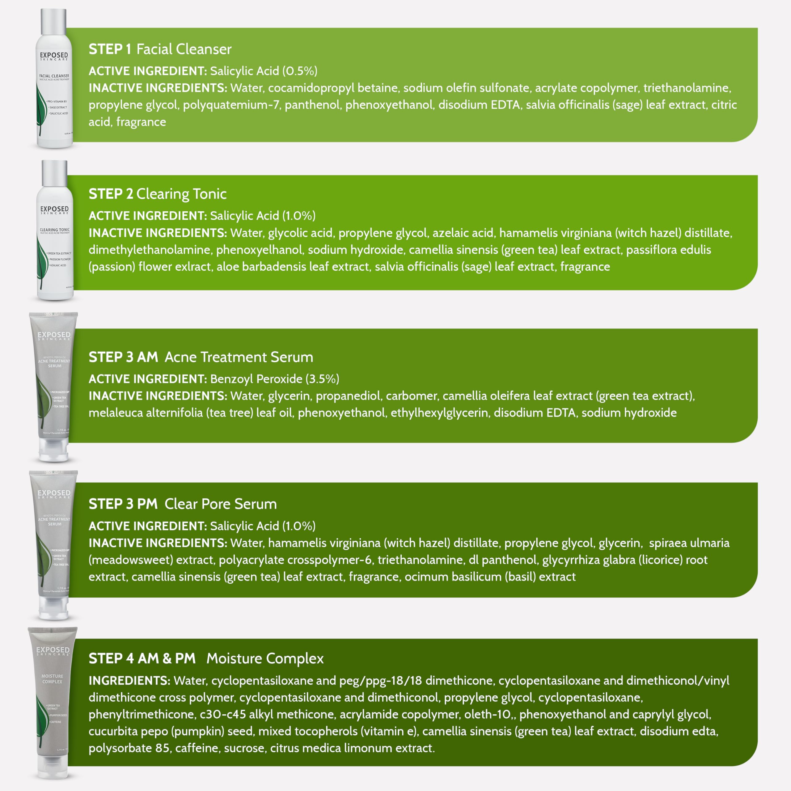 Exposed Skin Care benzoyl peroxide tube designed to help manage inflammation