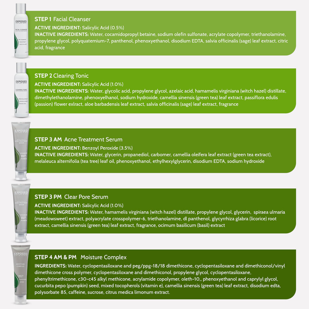 Exposed Skin Care benzoyl peroxide tube designed to help manage inflammation