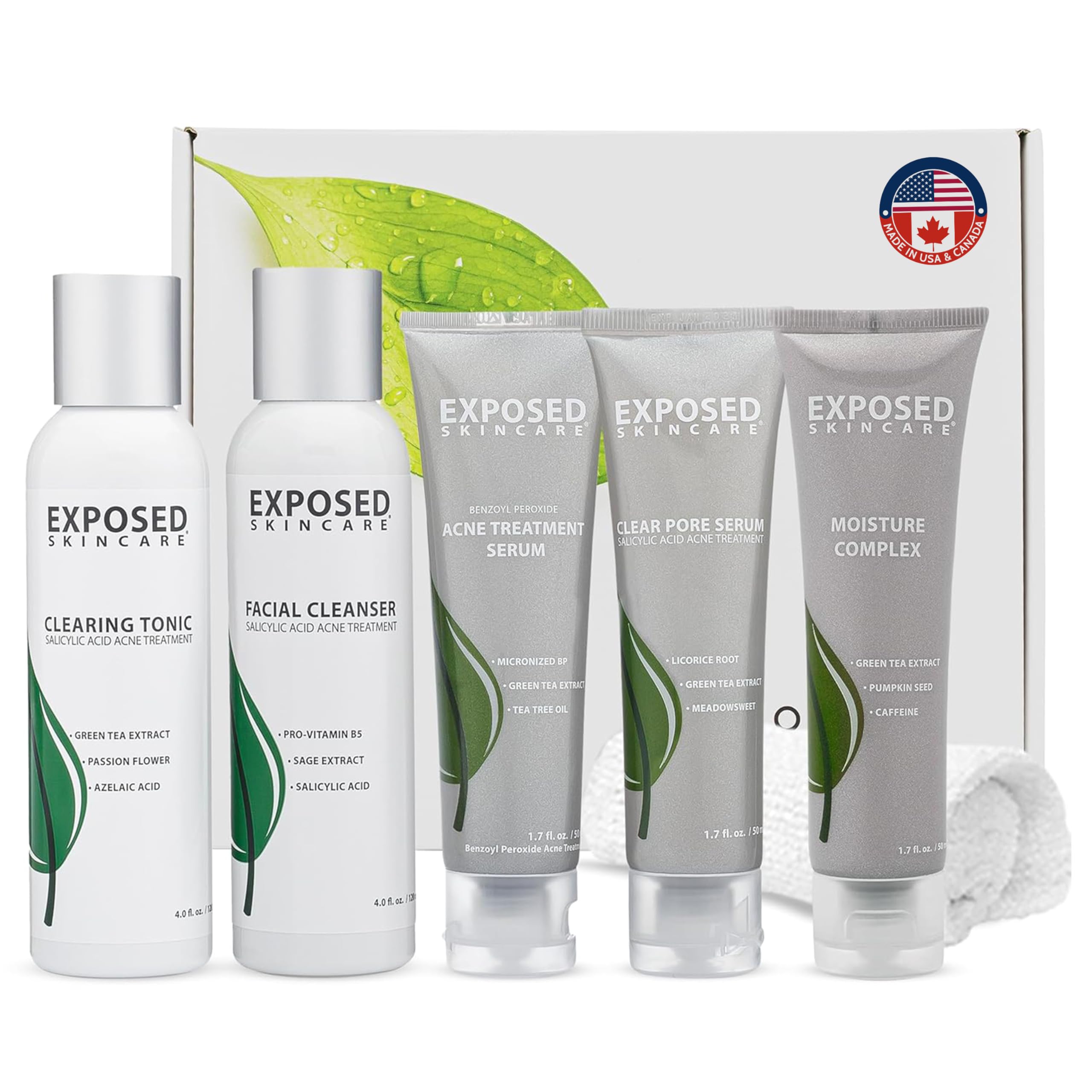Exposed Skin Care acne kit packshot shows a complete routine for clearer, healthier-looking skin