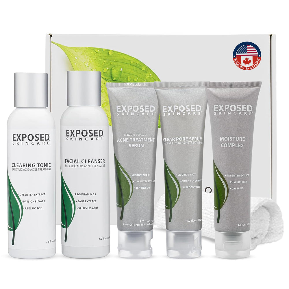 Exposed Skin Care acne kit packshot shows a complete routine for clearer, healthier-looking skin