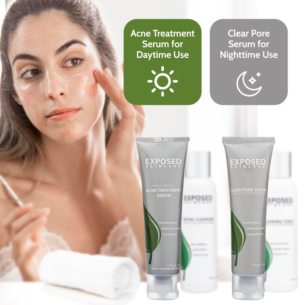 Exposed Skin Care ingredients closeup highlights gentle, non-toxic formula.