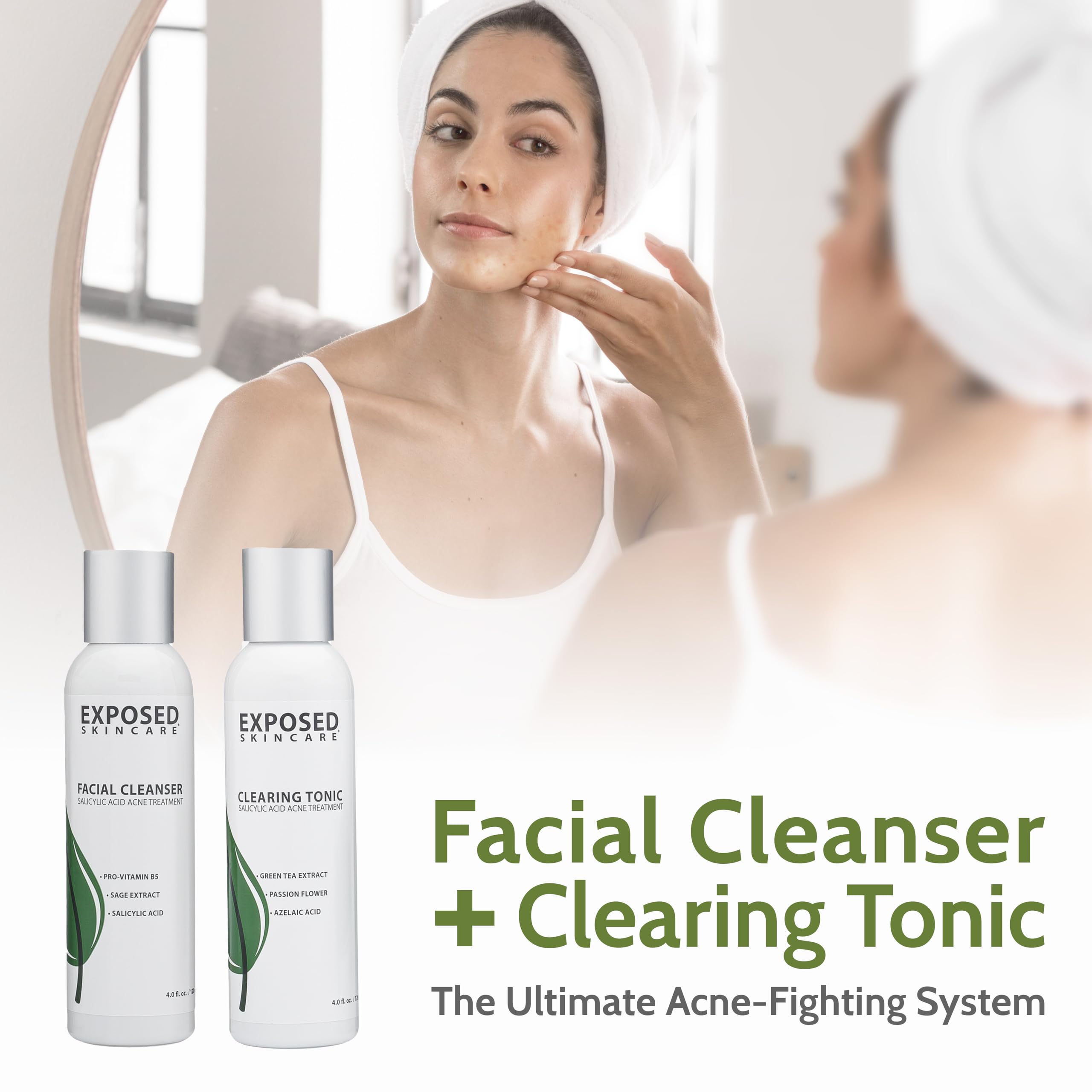 Exposed Skin Care moisturizer visual suggests non-greasy hydration.