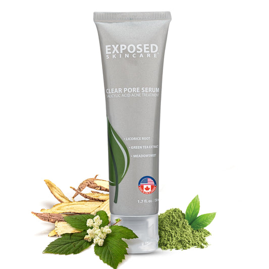 Exposed Skin Care Clear Pore Serum bottle for daily pore refinement.