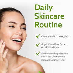 Exposed Skin Care Clear Pore Serum oil-control effect during daytime use.