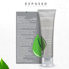 Exposed Skin Care Clear Pore Serum pore-minimizer action on skin close-up.