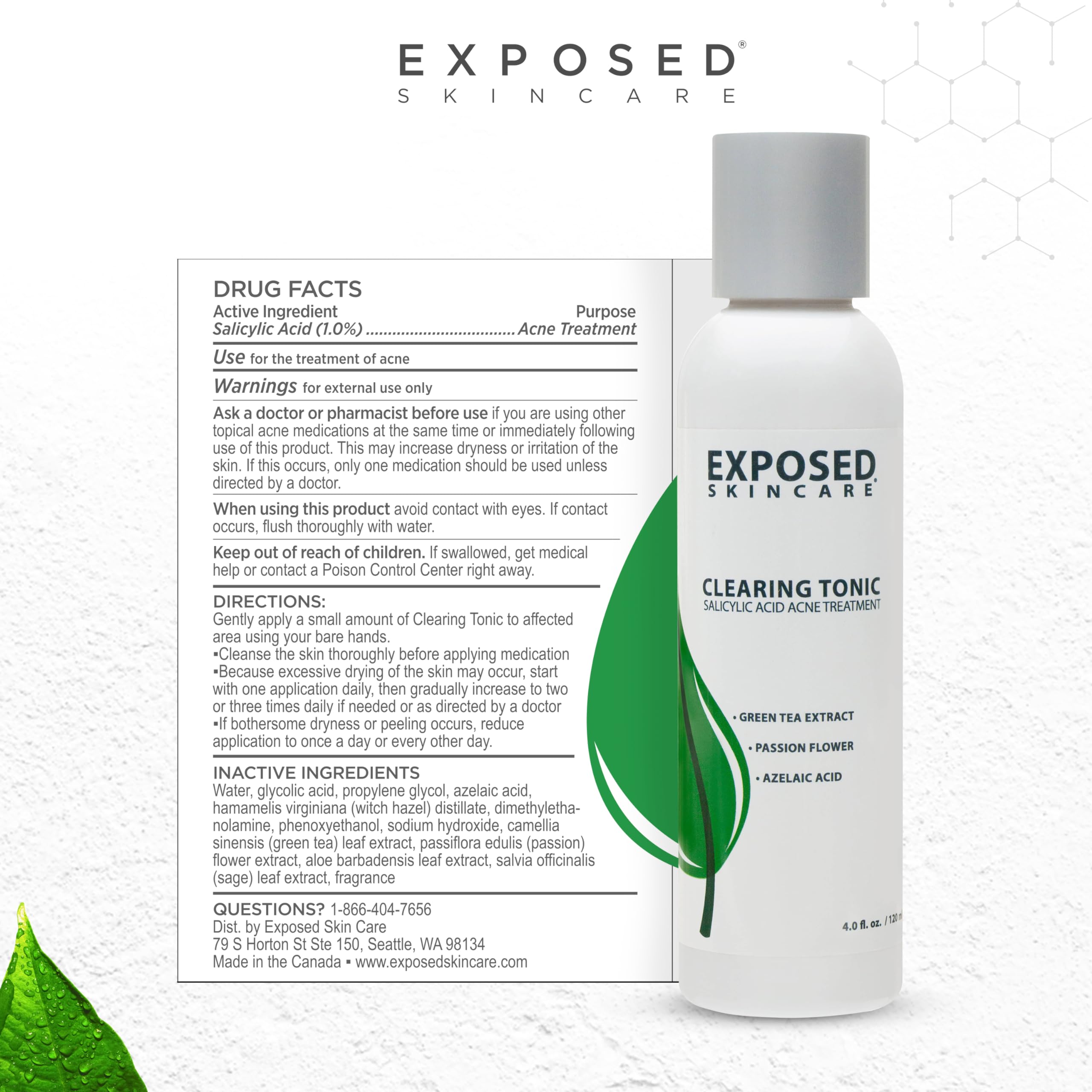 Witch hazel ingredient note suggests gentle toning and redness reduction.