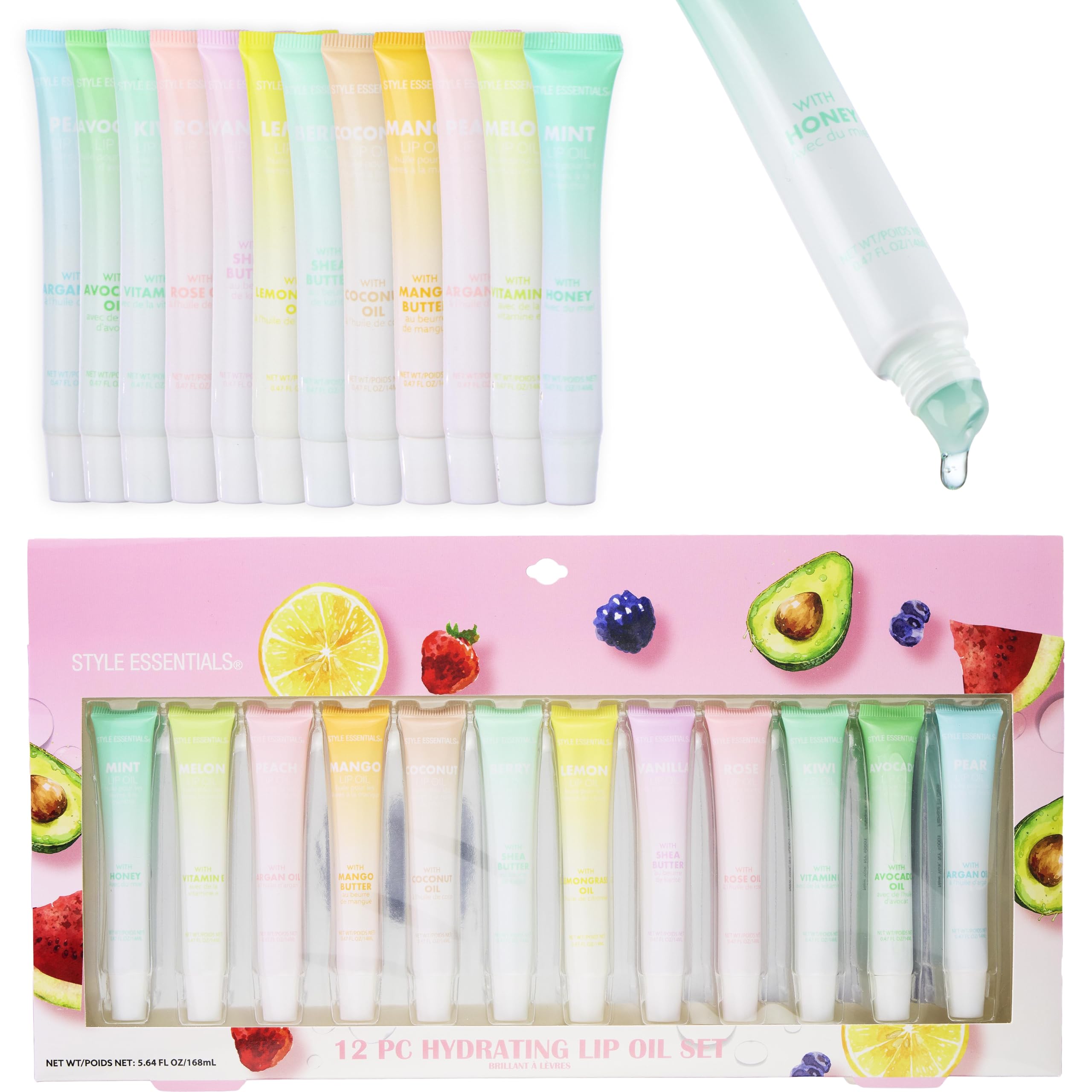 EXPRESSIONS 12pc Lip Oil Set with squeeze tube for mess free hydration