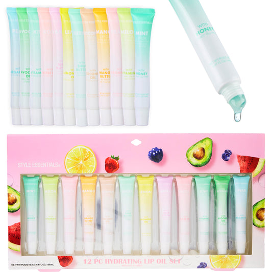 EXPRESSIONS 12pc Lip Oil Set with squeeze tube for mess free hydration