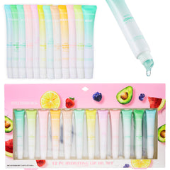 EXPRESSIONS 12pc Lip Oil Set with squeeze tube for mess free hydration