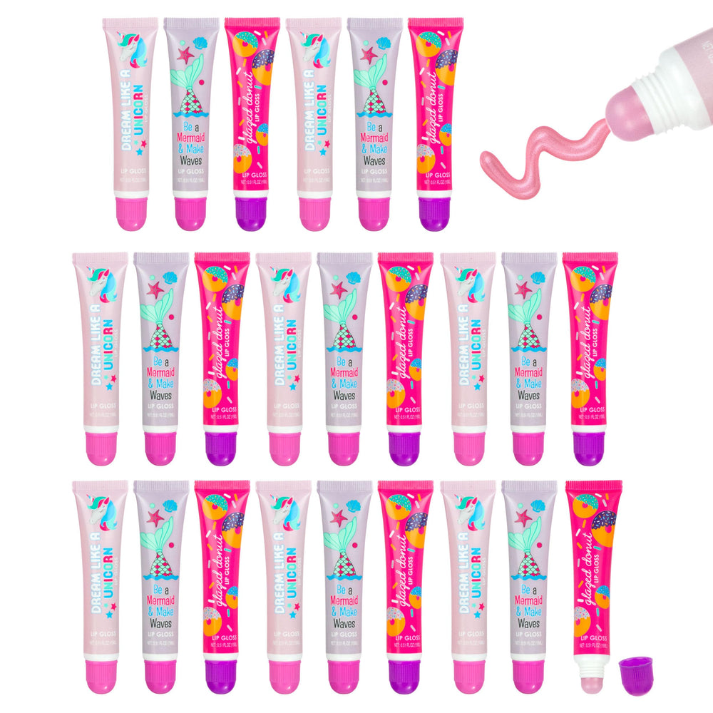 Expressions 24pc lip gloss kit set with colorful flavors for creative looks.