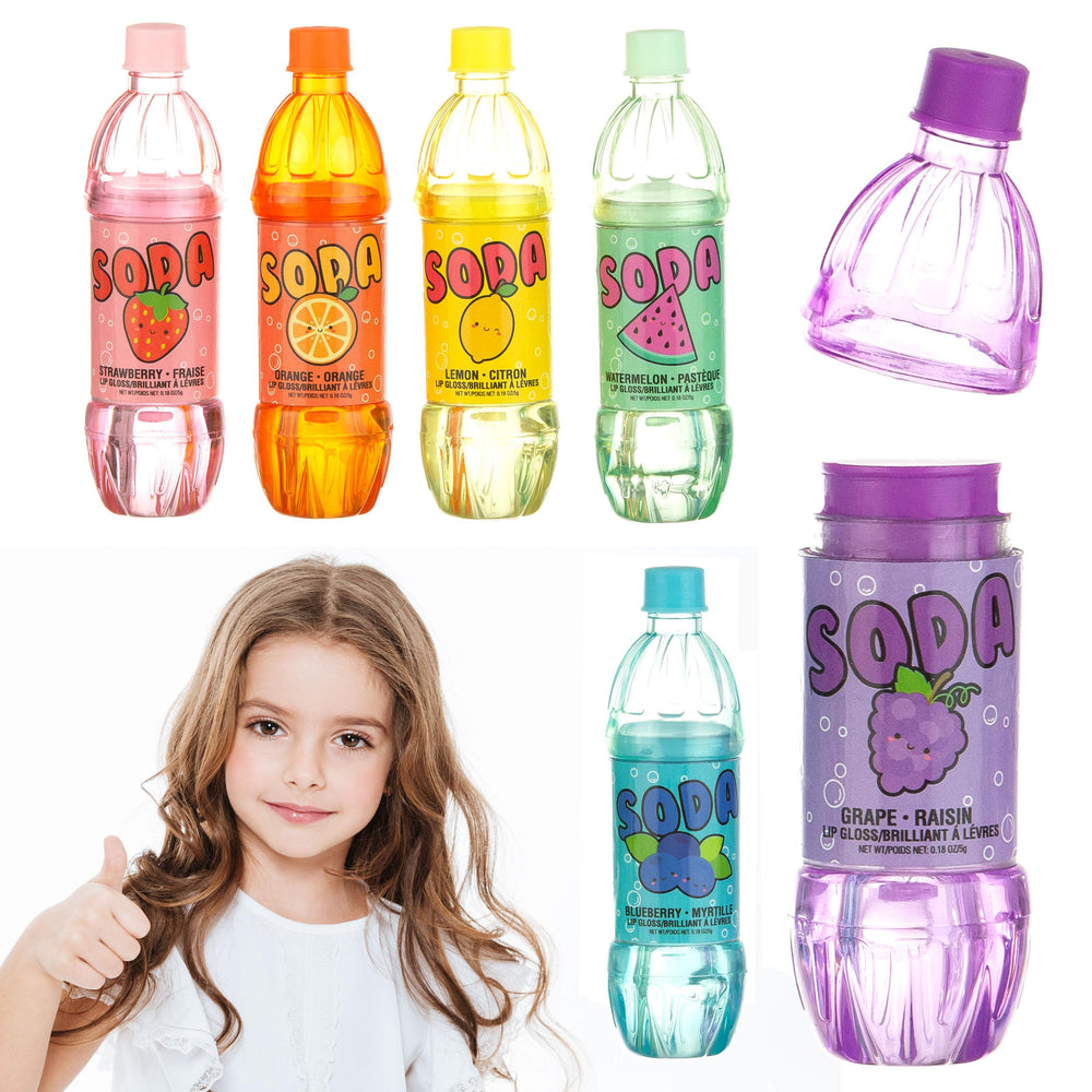 Expressions Soda Pop Lip Gloss set packaging with six soda-bottle shapes, ideal for gifting