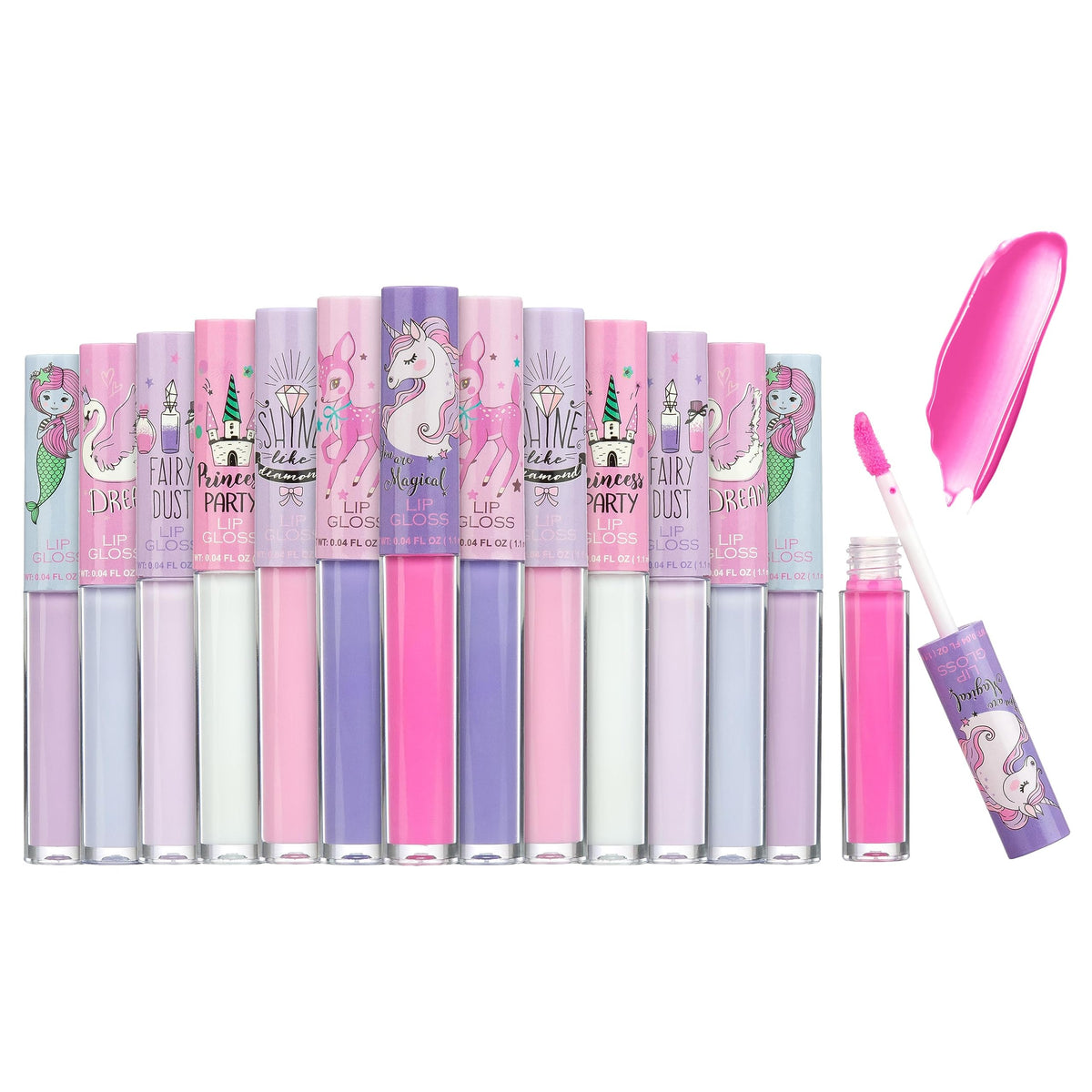 EXPRESSIONS unicorn princess lip gloss tubes deliver shimmering color for kids' play makeup