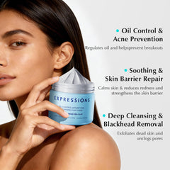 Expressions Wellness clay mask with salicylic acid targets acne and blackheads.