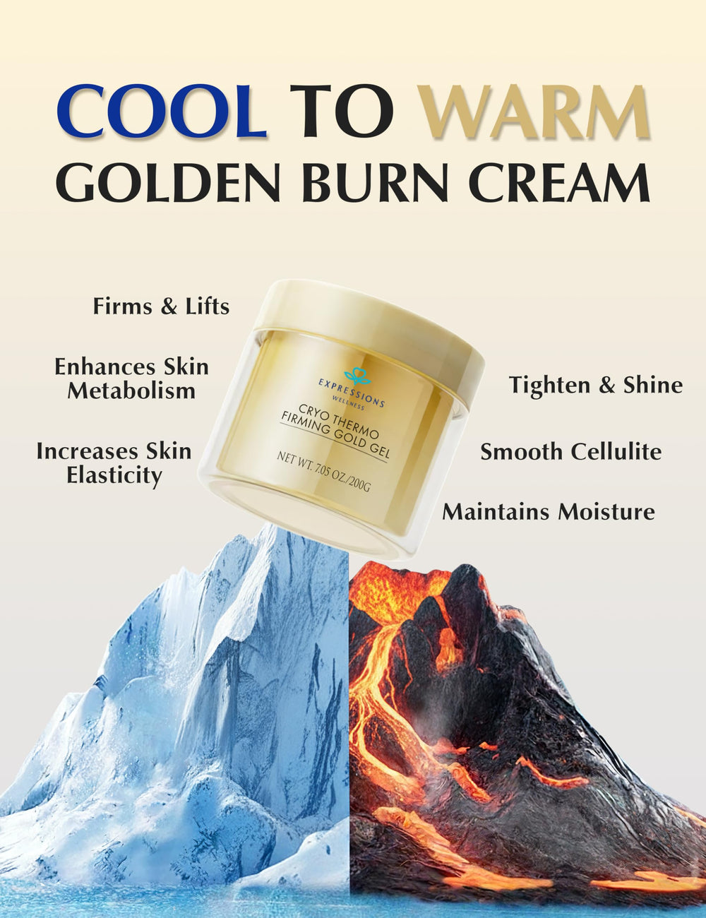EXPRESSIONS WELLNESS nano-gold cellulite care formula with shimmering particles