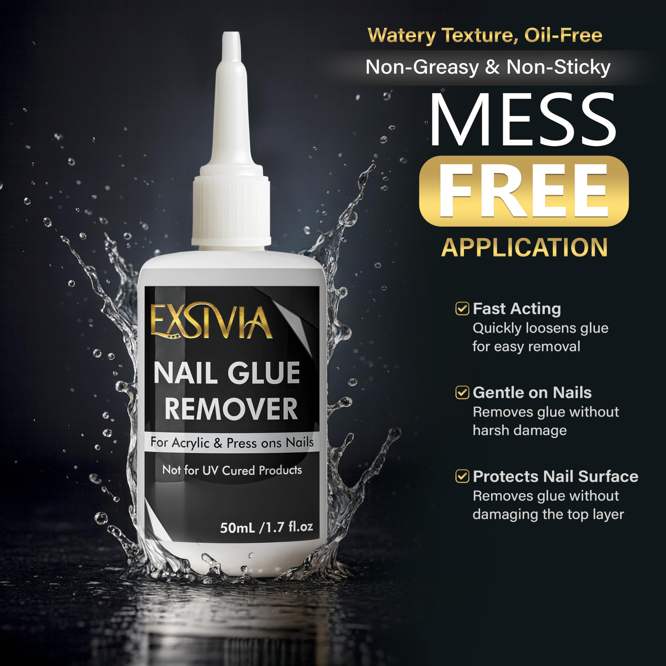 EXSIVIA quick-dry formula speeds up setting for daily wear.