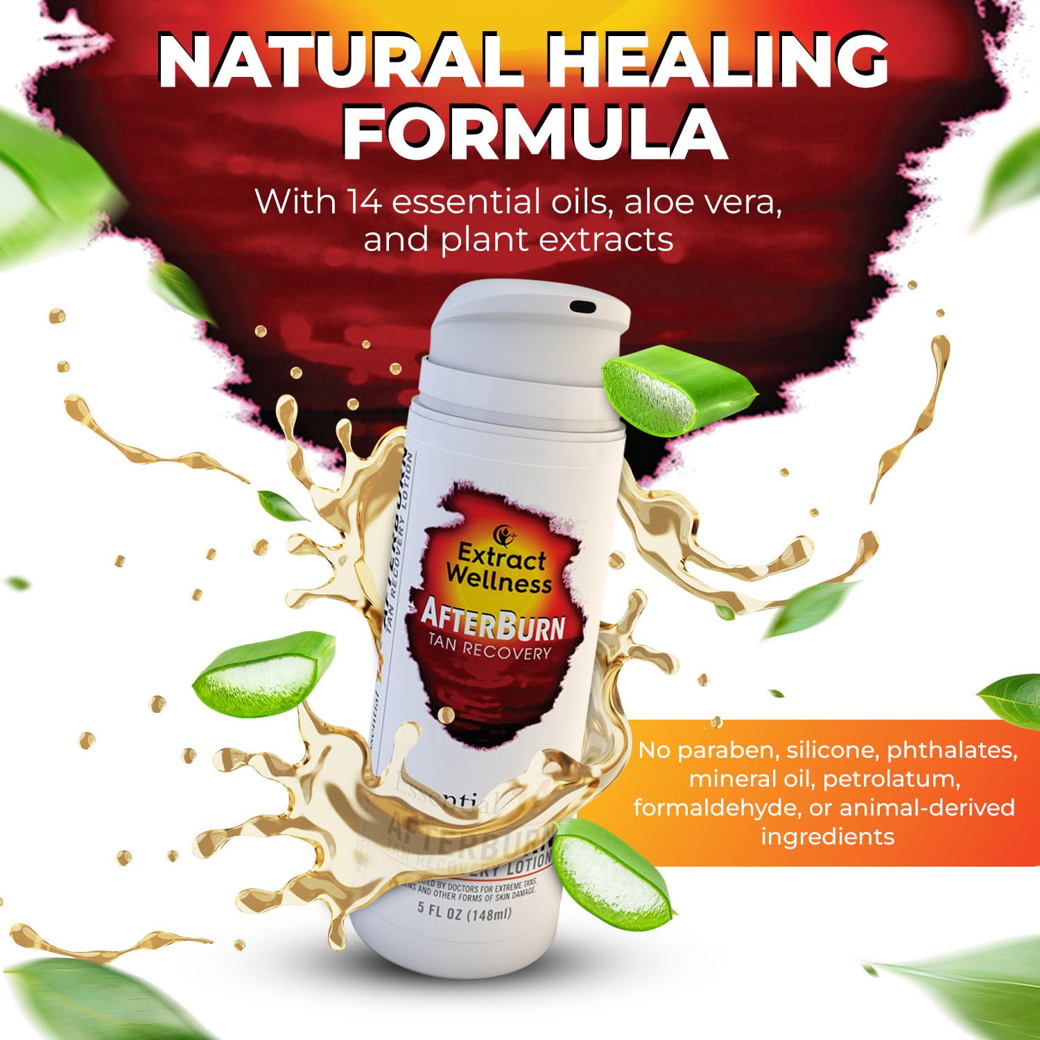 Extract Wellness AfterBurn on face and body for deep hydration
