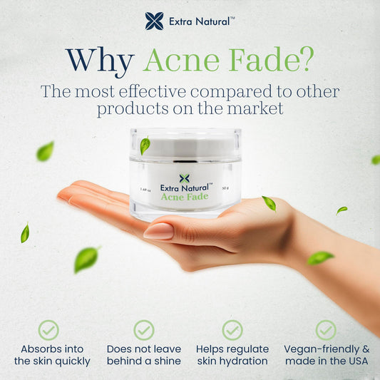 Extra Natural Acne Cream jar close-up highlighting plant-powered formula for calm skin.
