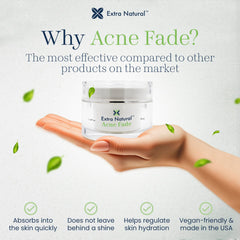 Extra Natural Acne Cream jar close-up highlighting plant-powered formula for calm skin.