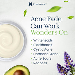 Extra Natural Acne Cream label on packaging conveys clean, dermatologist-inspired design.
