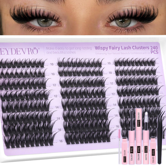 EYDEVRO Fairy Lash Clusters Kit 10-16mm opens eyes with wispy length