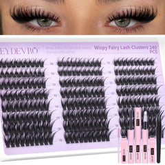 EYDEVRO Fairy Lash Clusters Kit 10-16mm opens eyes with wispy length