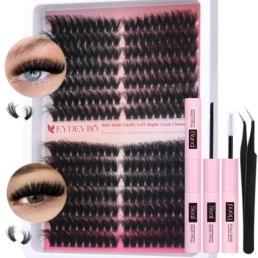 EYDEVRO fluffy lash clusters kit contents for easy at-home application
