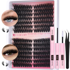EYDEVRO fluffy lash clusters kit contents for easy at-home application