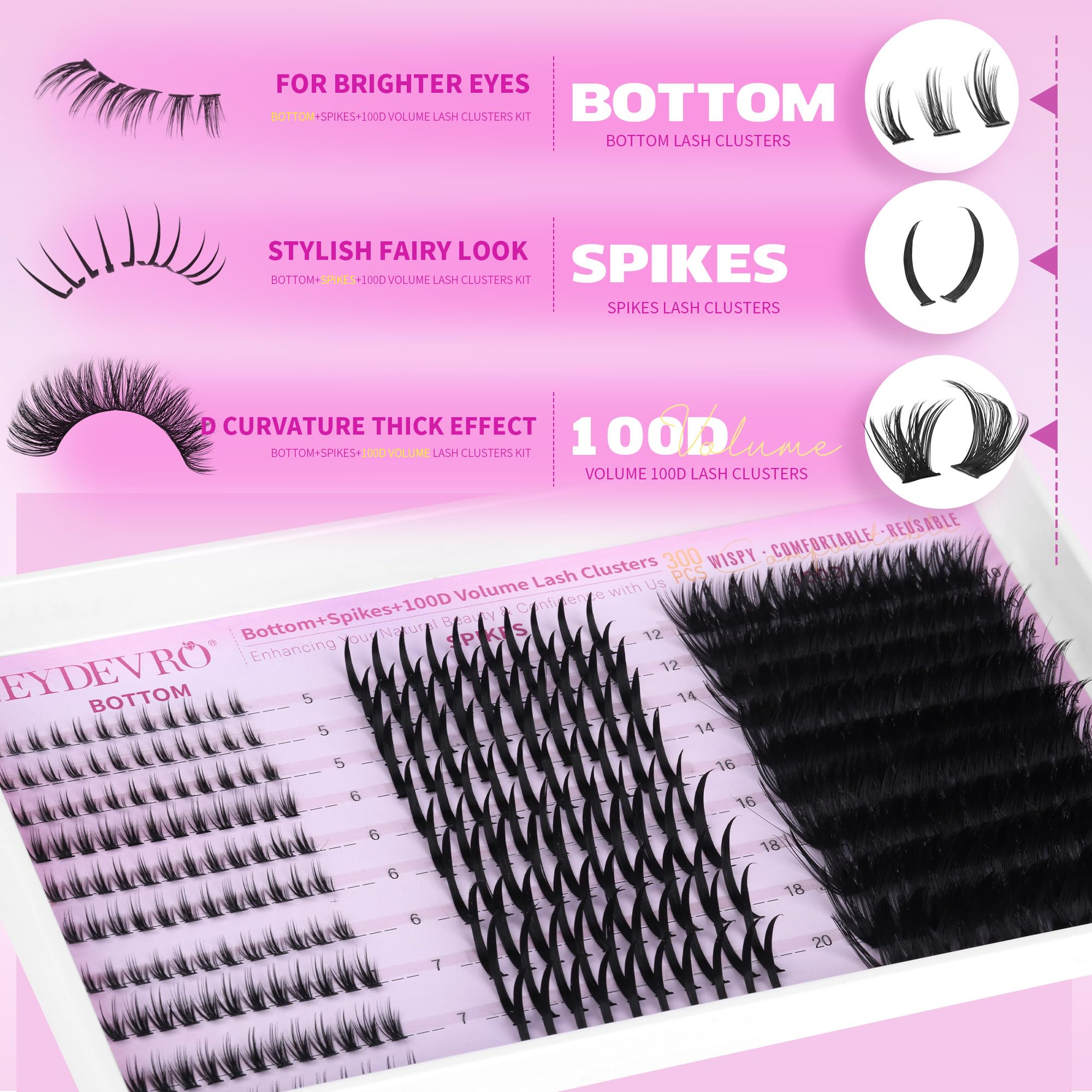 EYDEVRO spiky lash clusters kit for bold, textured eye definition