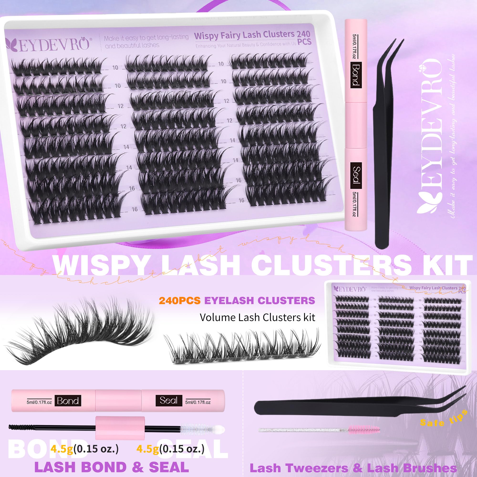 EYDEVRO wispy lash clusters create a subtle open-eye look