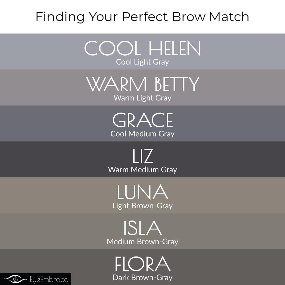 Eye Embrace double-ended spoolie brush blending brows for a seamless natural look.