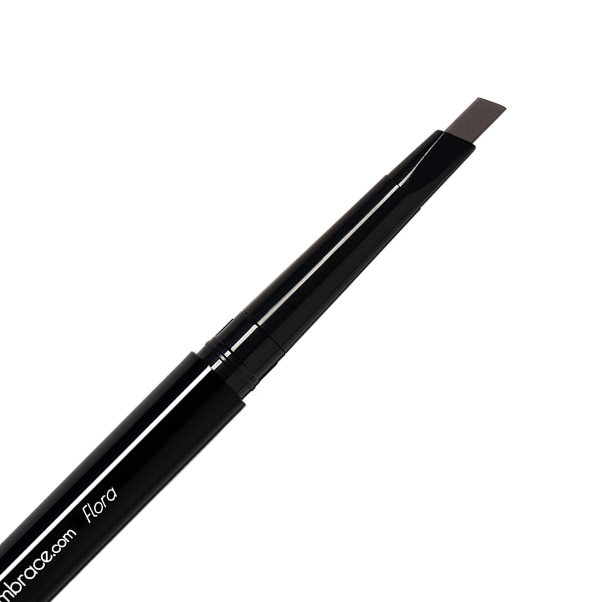 Eye Embrace Flora brow pencil front view showing natural dark brown-gray shade for blending
