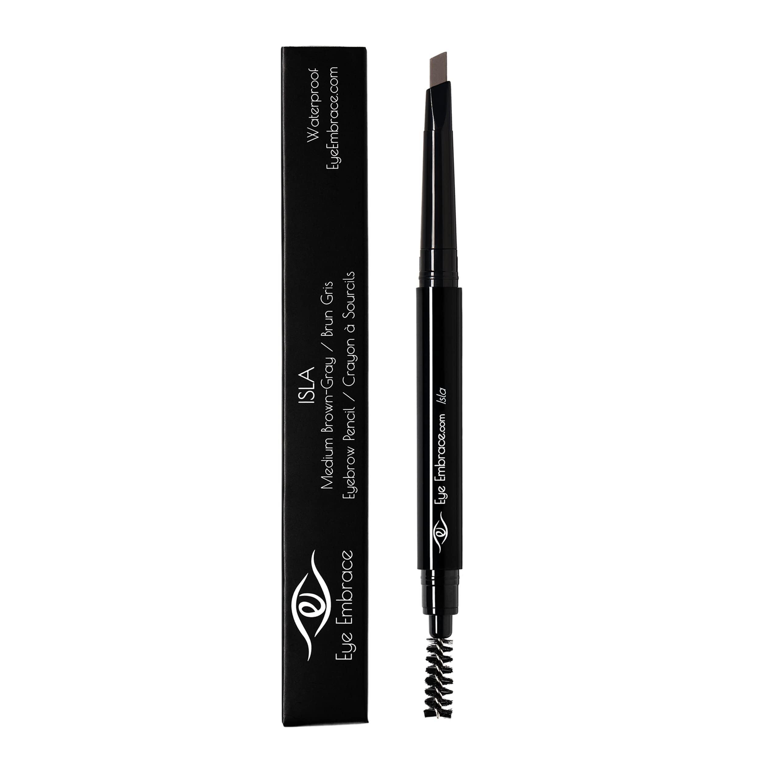 Eye Embrace Isla medium brown-gray shade complements gray hair.